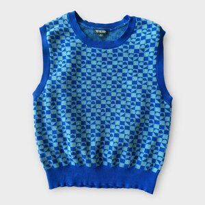 Wild Fable Vest Blue Patterned Knit Sleeveless Tank Top size medium